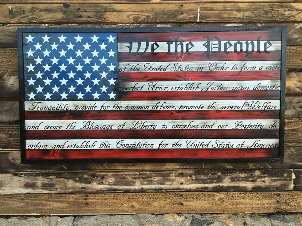 Handcrafted American flag artwork from the We The People collection